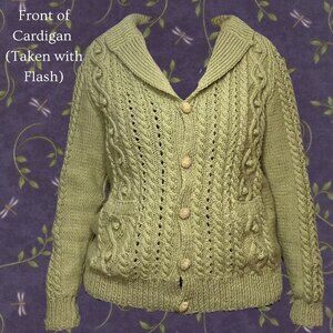 Homemade Sage Green Cable Knit Sweater